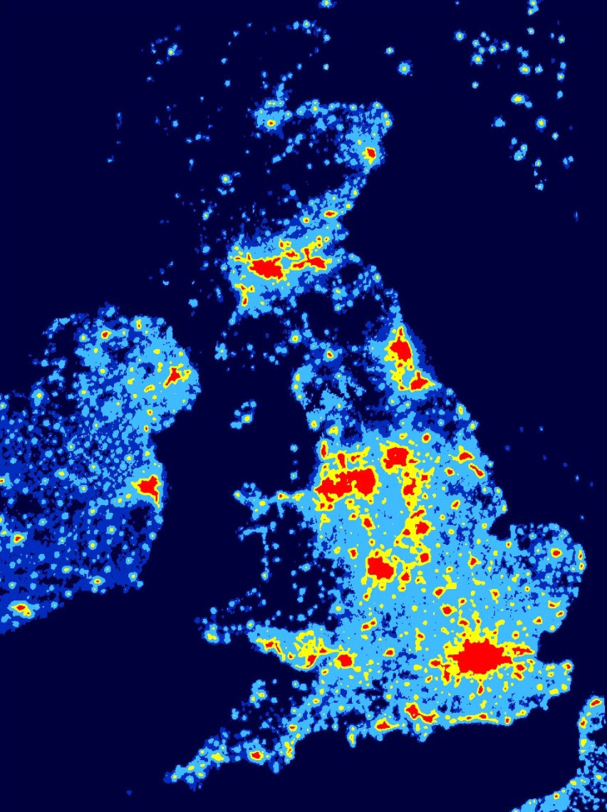 UK Light pollution map Credit CPRE